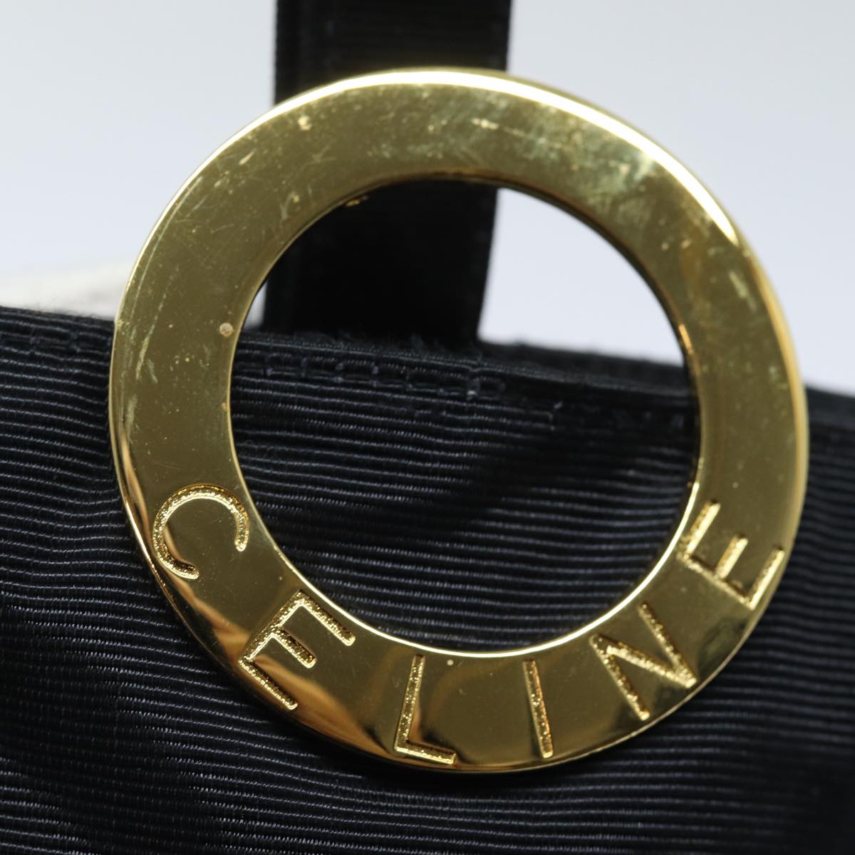 CELINE Circle Pouch Nylon Black Auth 81902