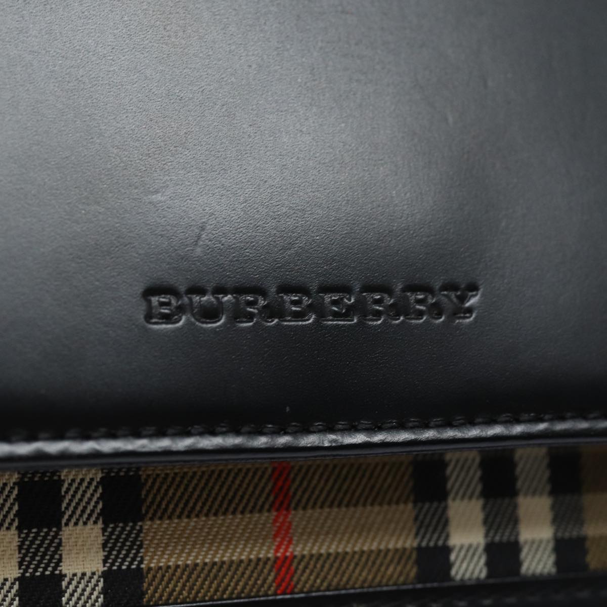 BURBERRY Hand Bag Leather Black Auth 81905