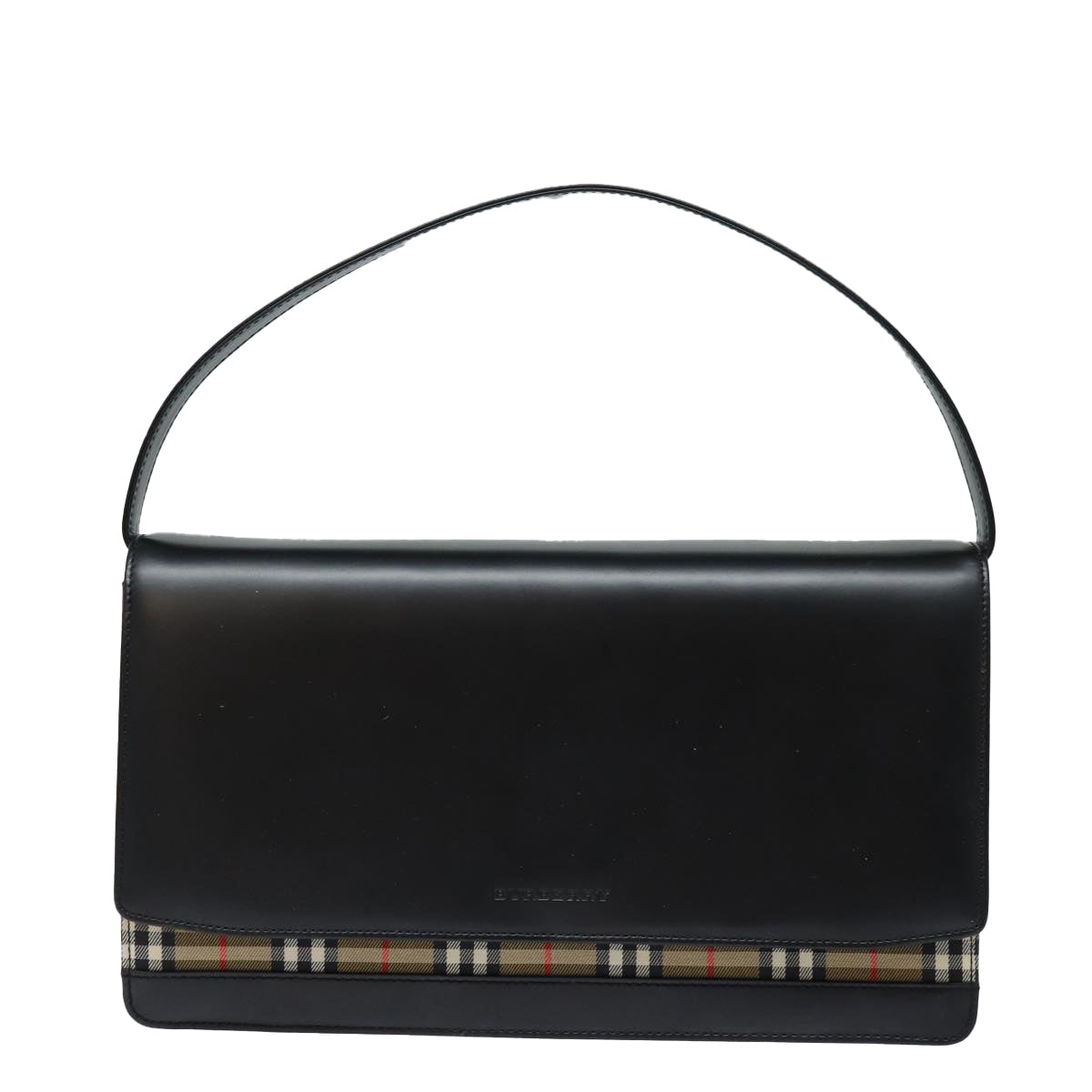 BURBERRY Hand Bag Leather Black Auth 81905