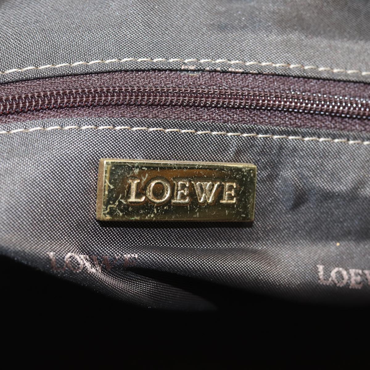 LOEWE Anagram Americana 28 Hand Bag Leather Gold Tone Auth 81906