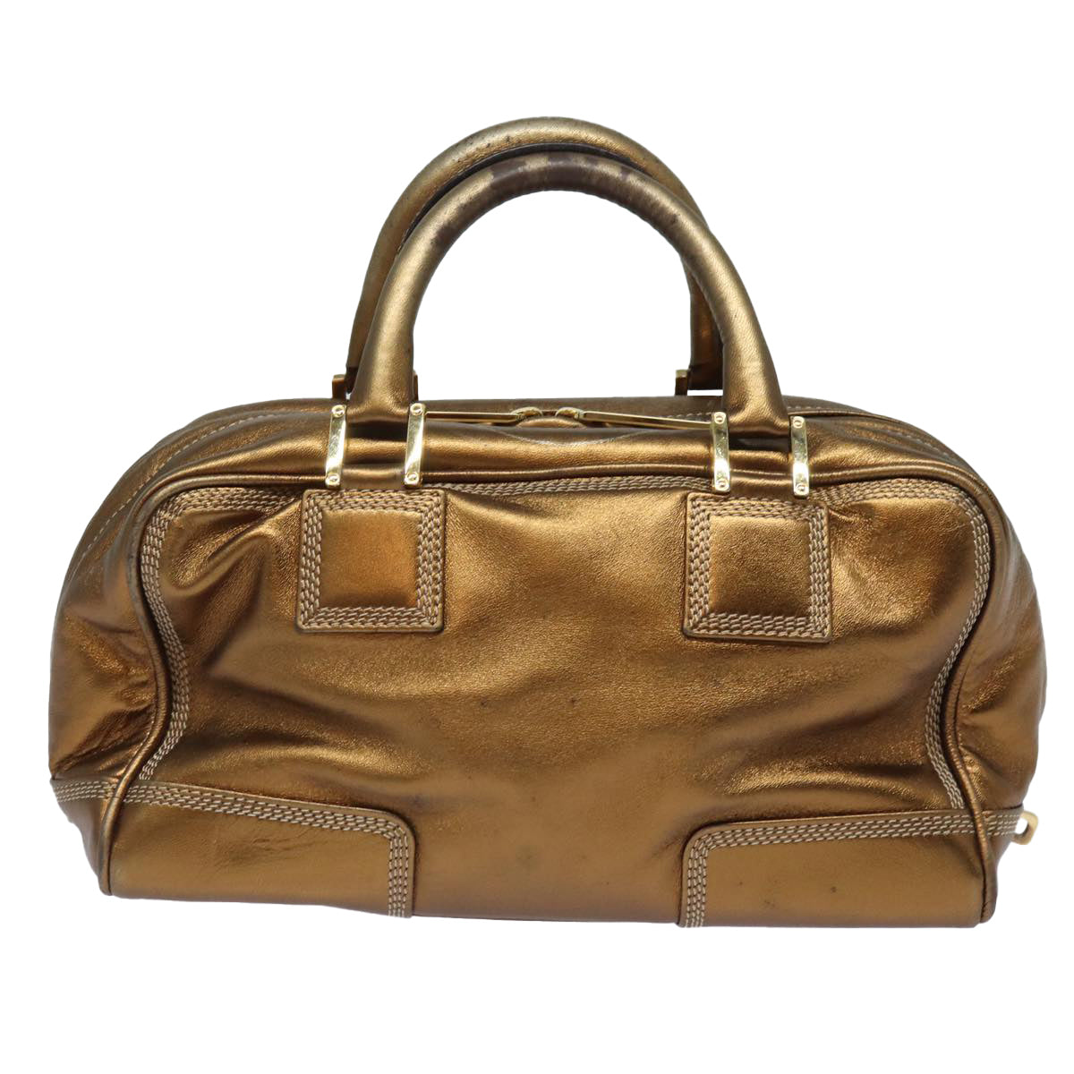 LOEWE Anagram Americana 28 Hand Bag Leather Gold Tone Auth 81906 - 0