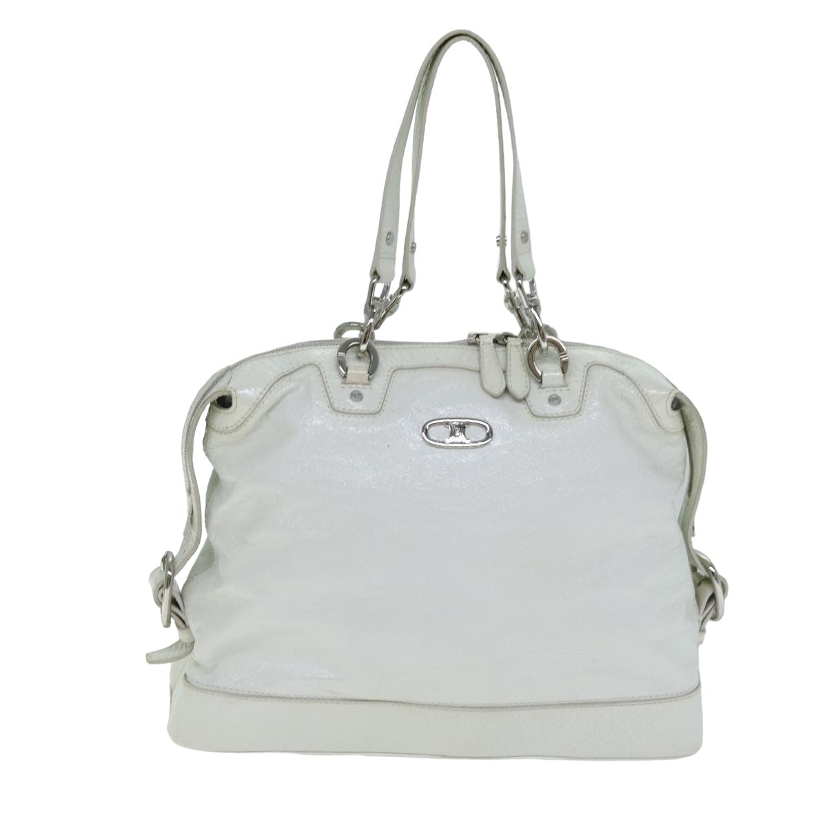 CELINE Hand Bag Enamel White Auth 81909 - 0