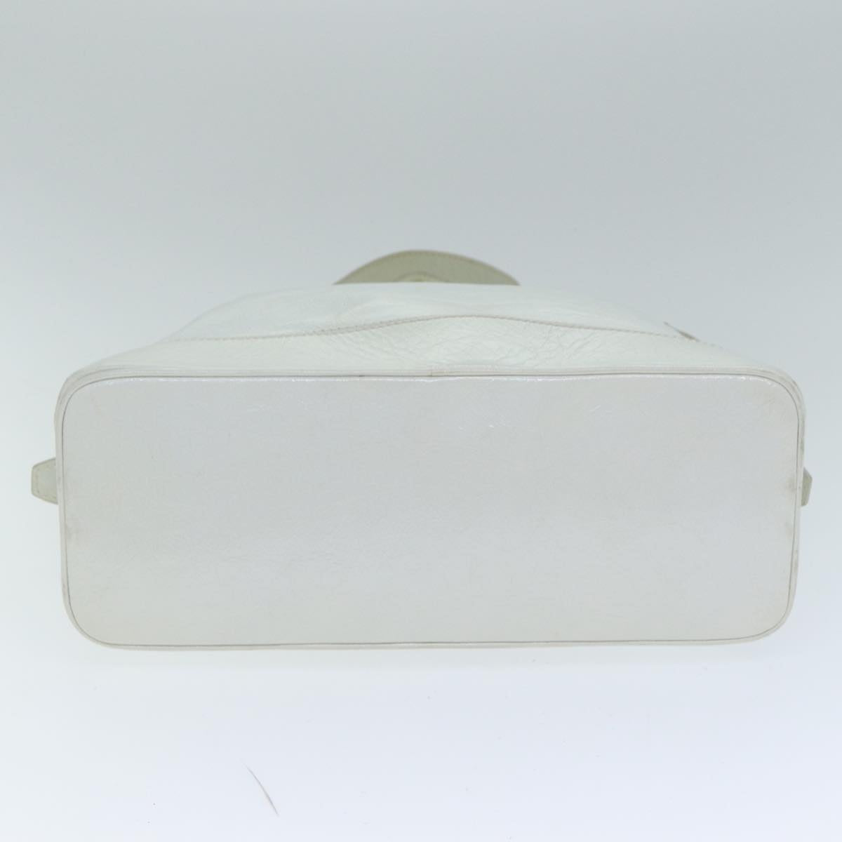 CELINE Hand Bag Enamel White Auth 81909