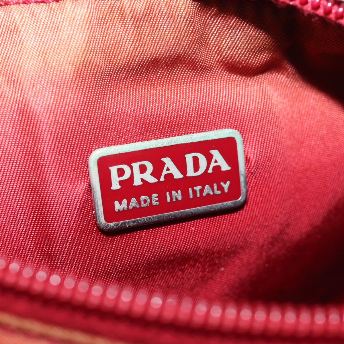 PRADA Accessory Pouch Nylon Red Auth 81927