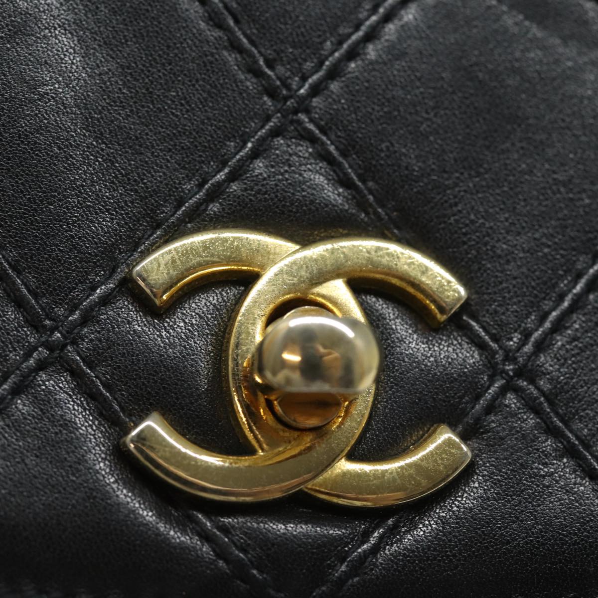 CHANEL Bicolore Turn Lock Chain Waist bag Leather Black CC Auth 81934A