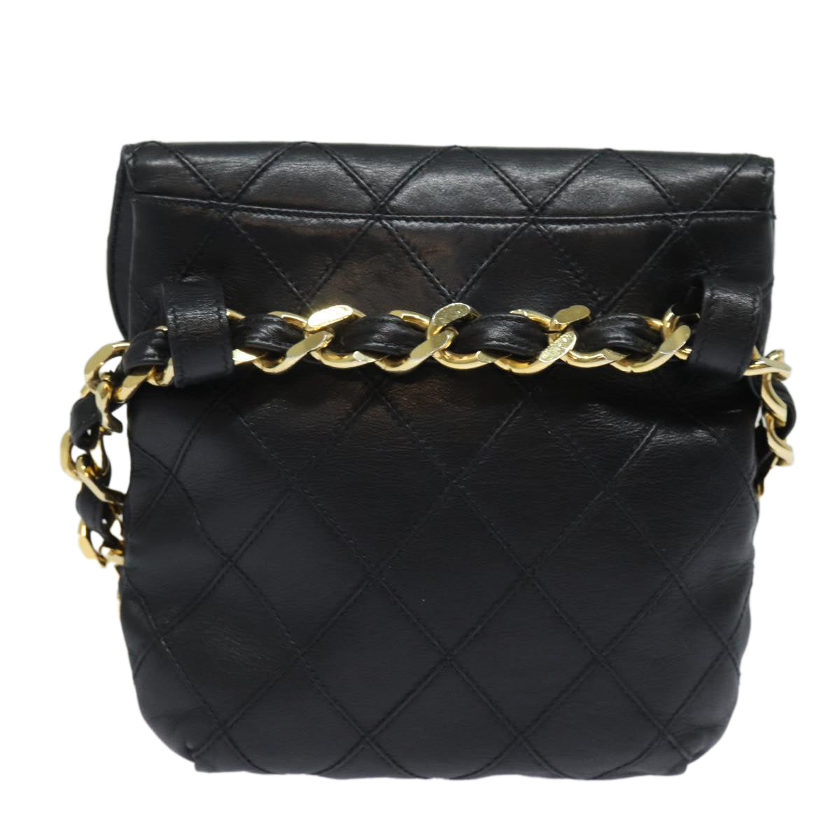 CHANEL Bicolore Turn Lock Chain Waist bag Leather Black CC Auth 81934A - 0