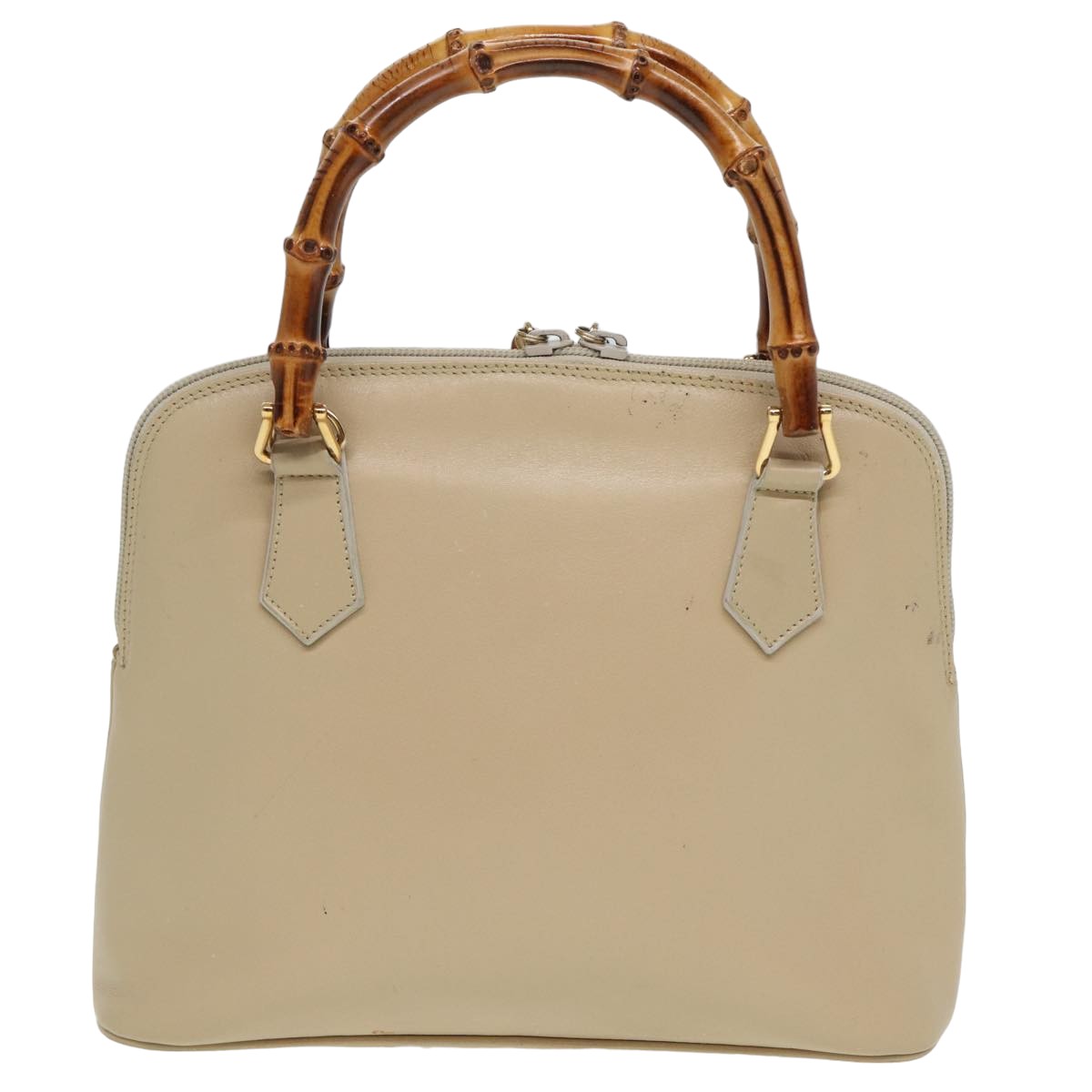 GUCCI Bamboo Hand Bag Leather Beige Auth 81937