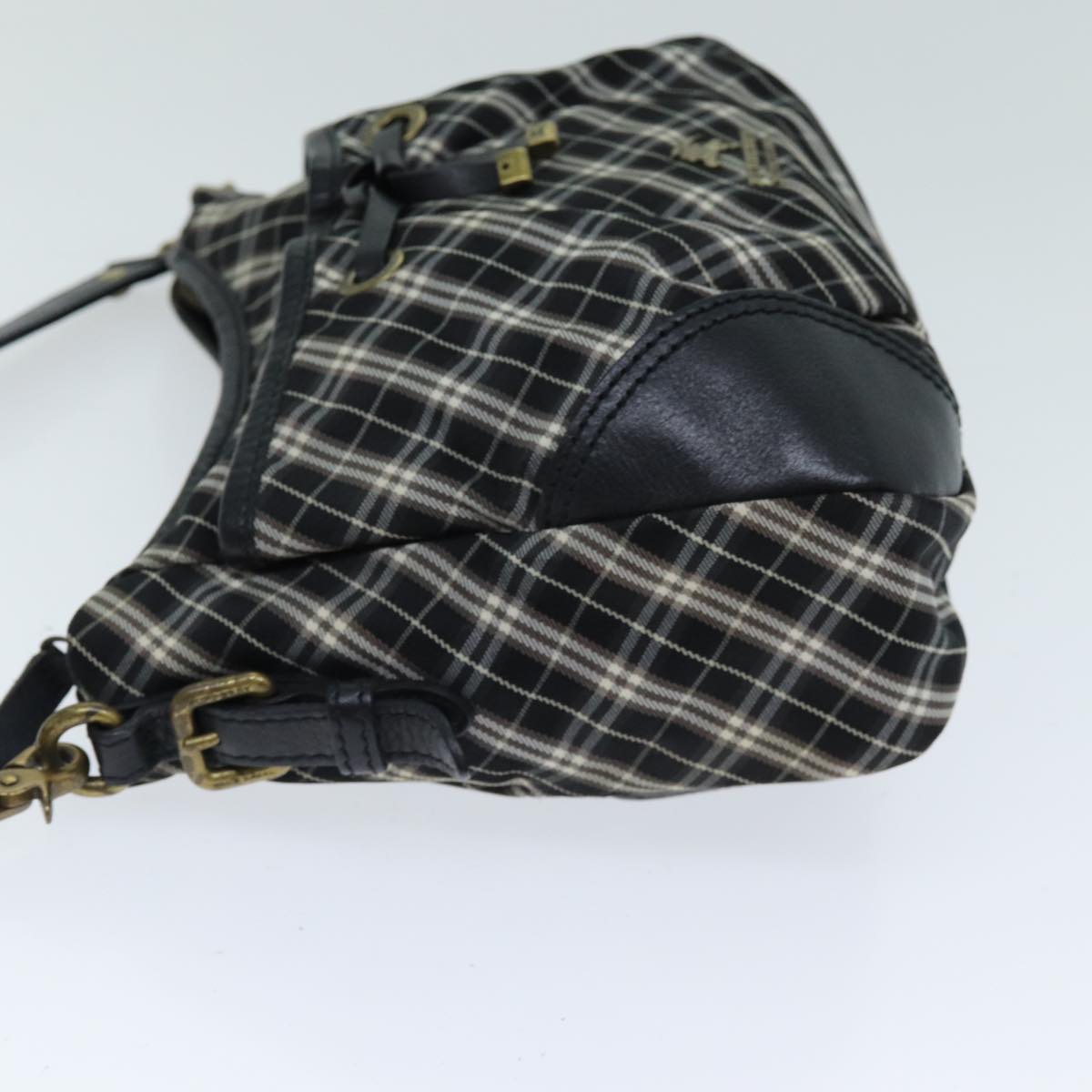 BURBERRY Nova Check Blue Label Hand Bag Nylon Black Auth 81944