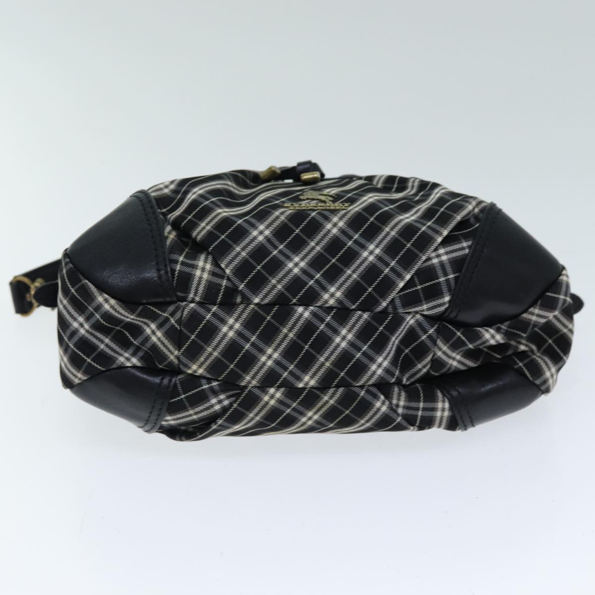 BURBERRY Nova Check Blue Label Hand Bag Nylon Black Auth 81944