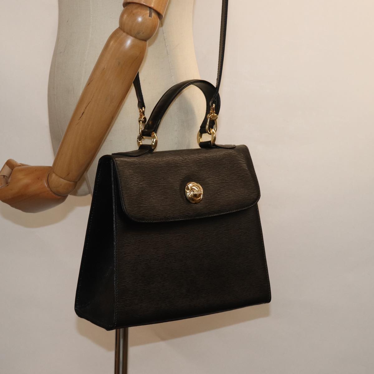 Chloe Hand Bag Leather 2way Black Auth 81953