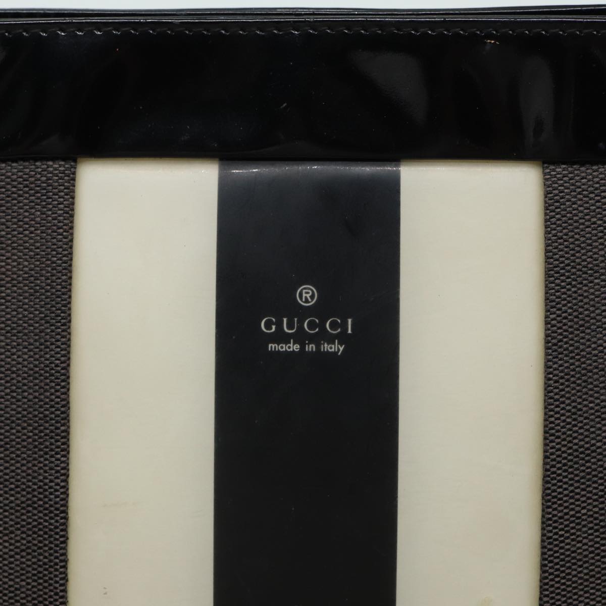 GUCCI Shoulder Bag Canvas Gray Black white 001 4231 Auth 81957