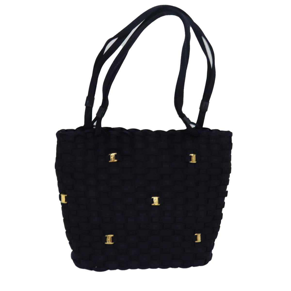 Salvatore Ferragamo Hand Bag Nylon Black Auth 81959