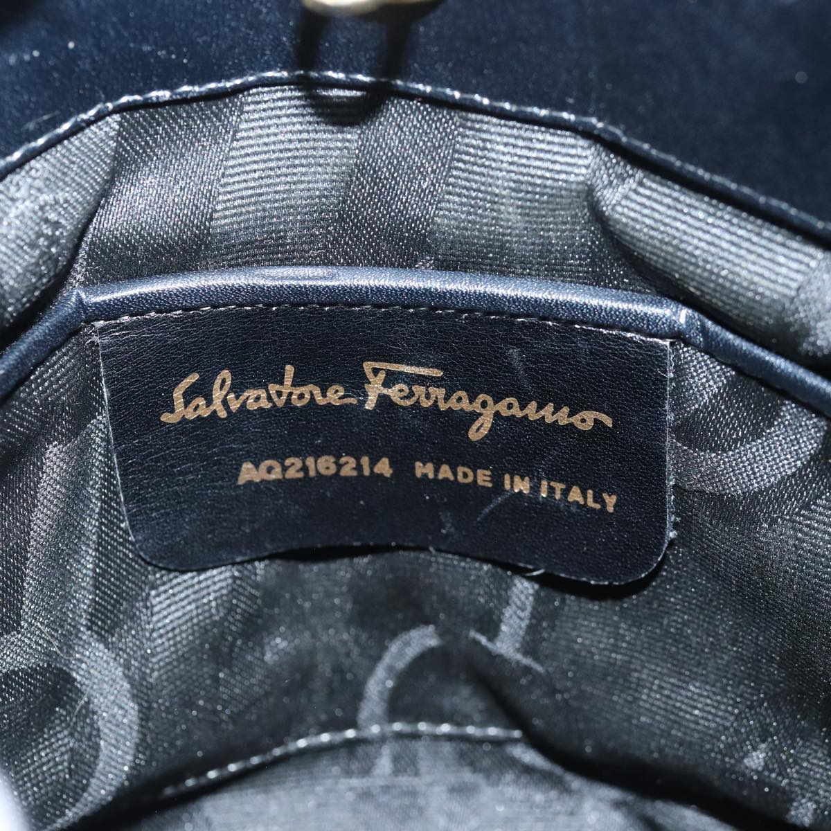 Salvatore Ferragamo Hand Bag Nylon Black Auth 81959