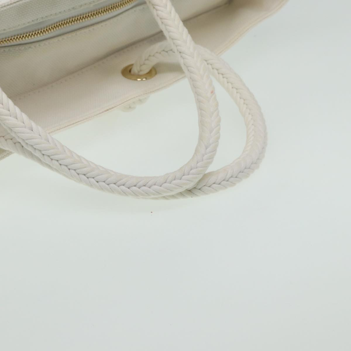 BURBERRY Tote Bag Canvas White Auth 81965