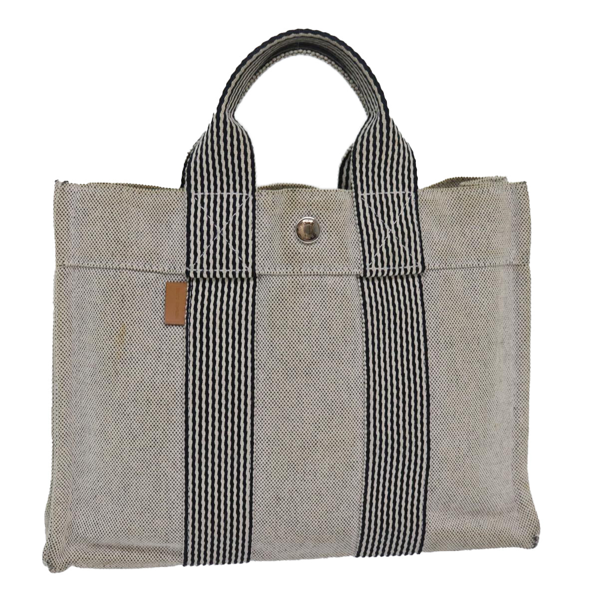 HERMES New Fourre Tout PM Hand Bag Canvas Gray Auth 81977