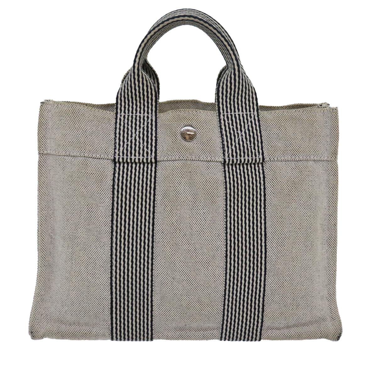 HERMES New Fourre Tout PM Hand Bag Canvas Gray Auth 81977 - 0