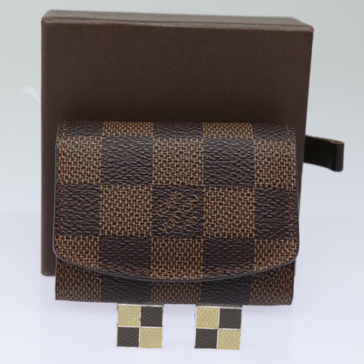 LOUIS VUITTON Damier Ebene Bouton Du Manchette Damier 4 Cuffs M64675 Auth 81996