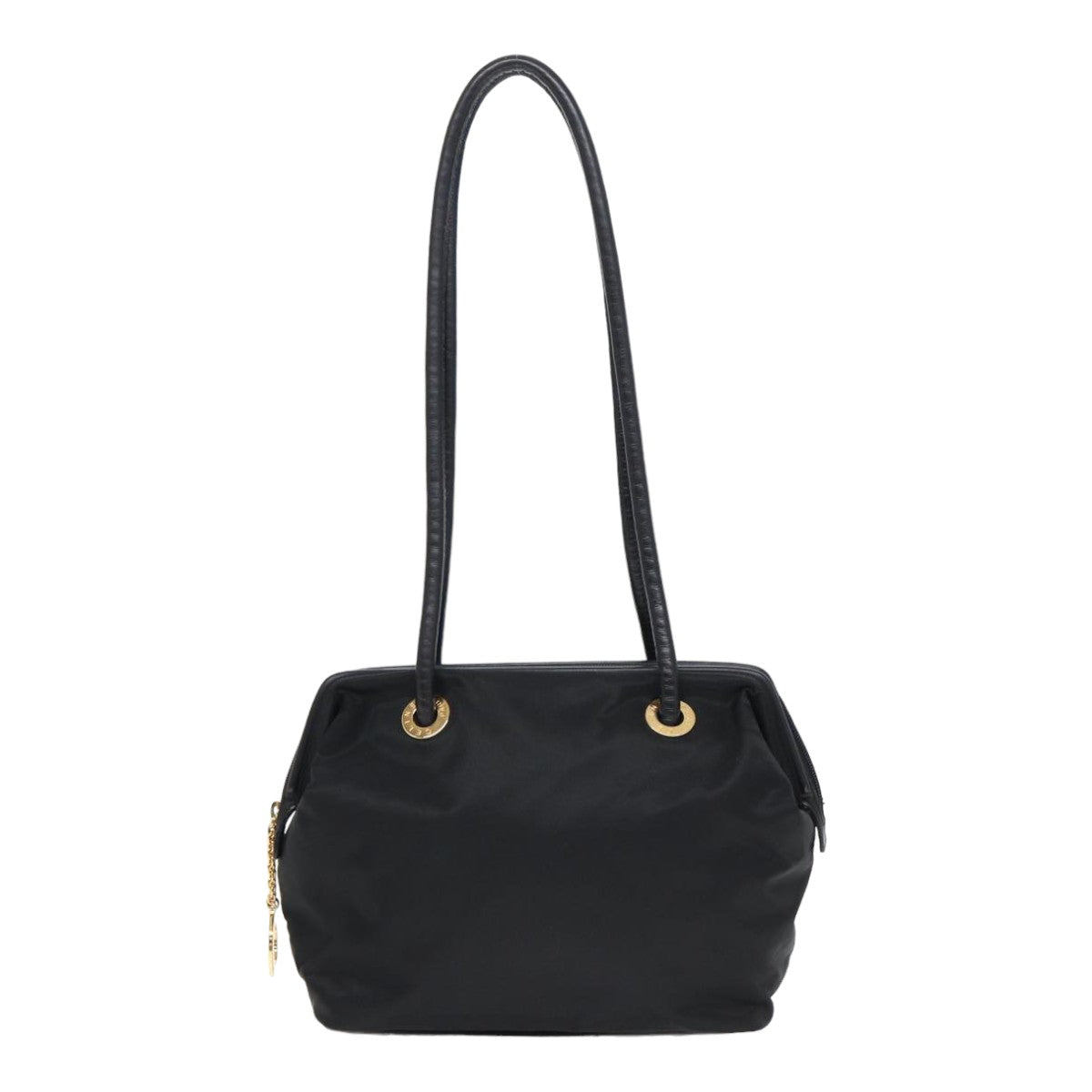 CELINE Shoulder Bag Nylon Black Auth 82007