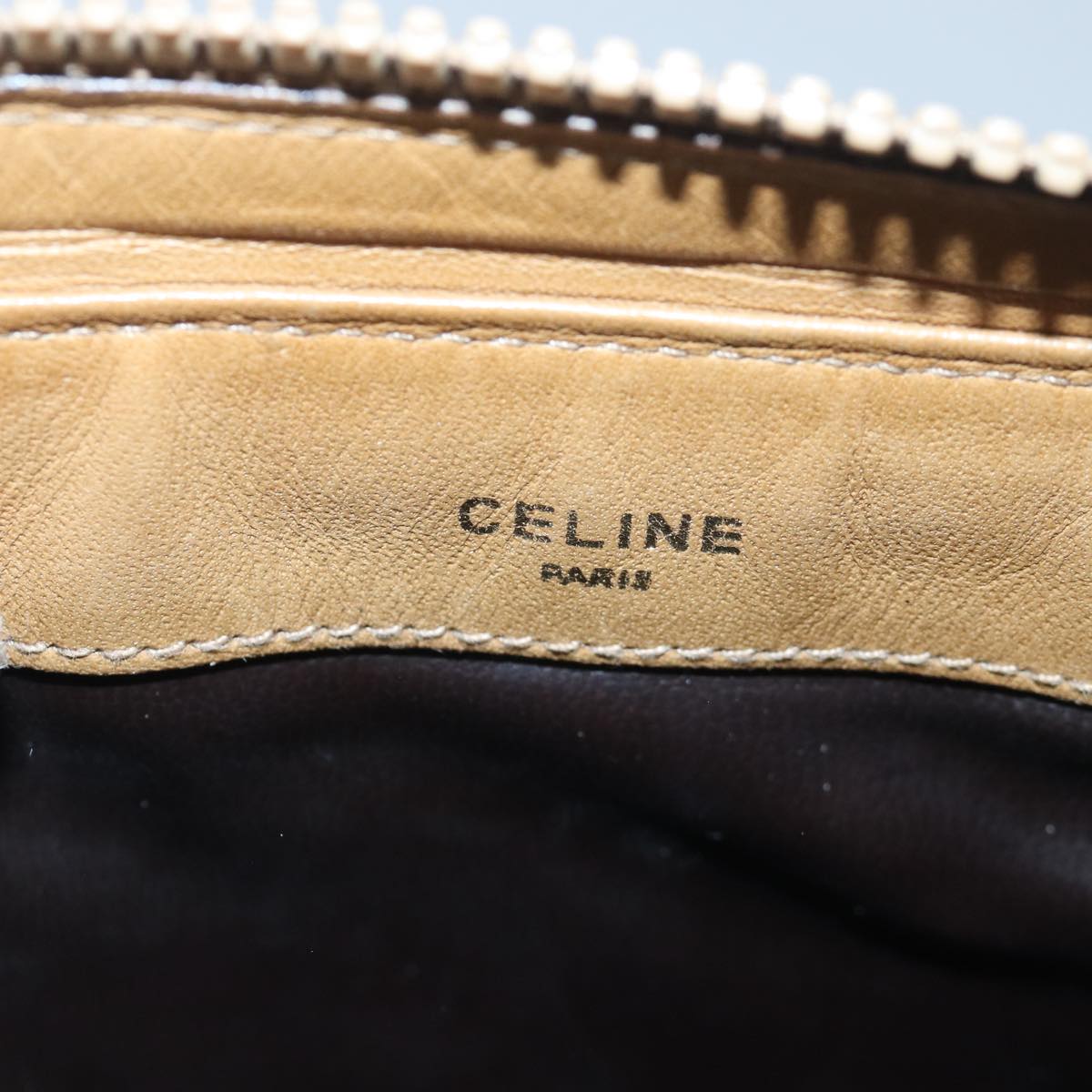 CELINE Macadam Canvas Shoulder Bag Beige Auth 82010