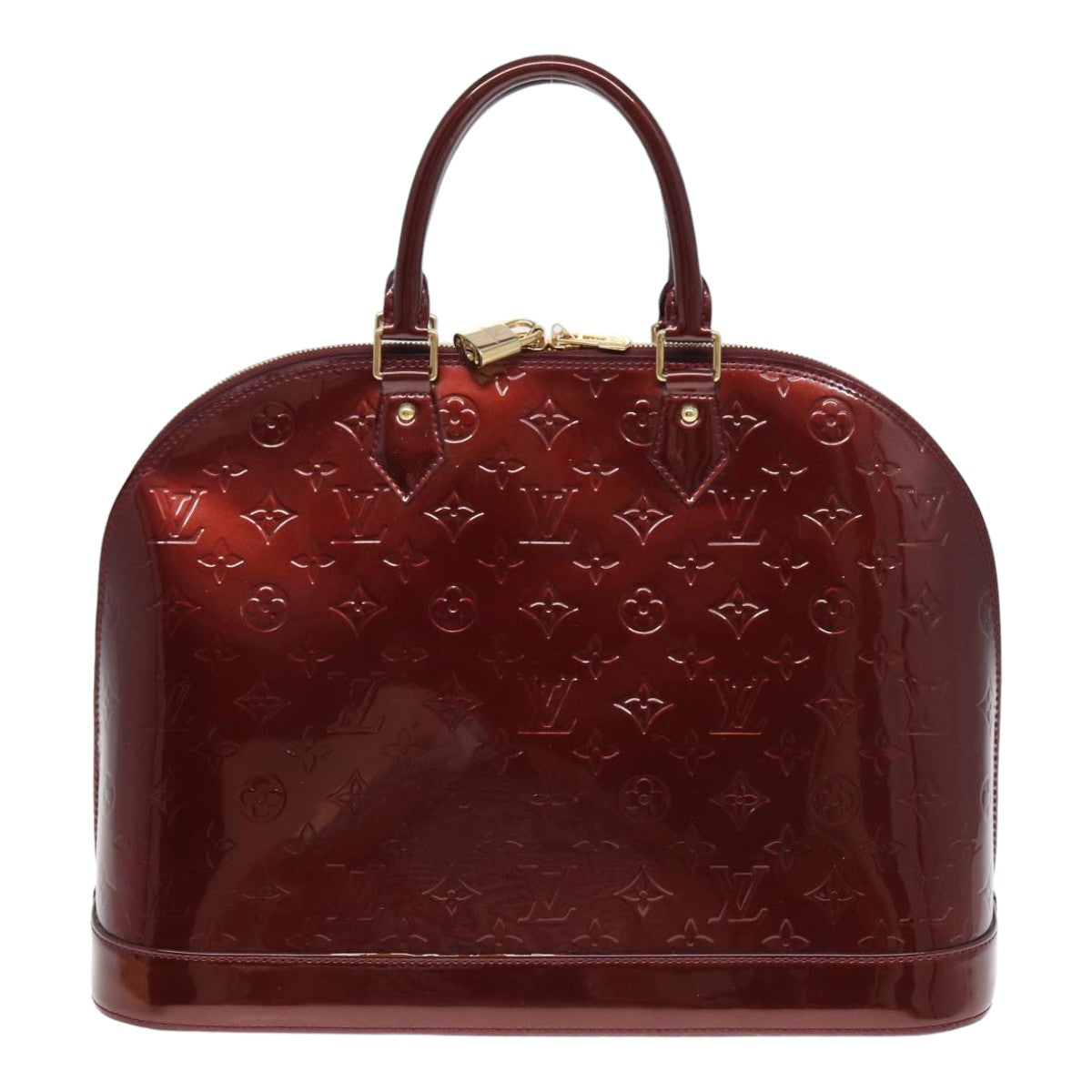 LOUIS VUITTON Monogram Vernis Alma MM Hand Bag Rouge Favist M91687 LV Auth 82016 - 0