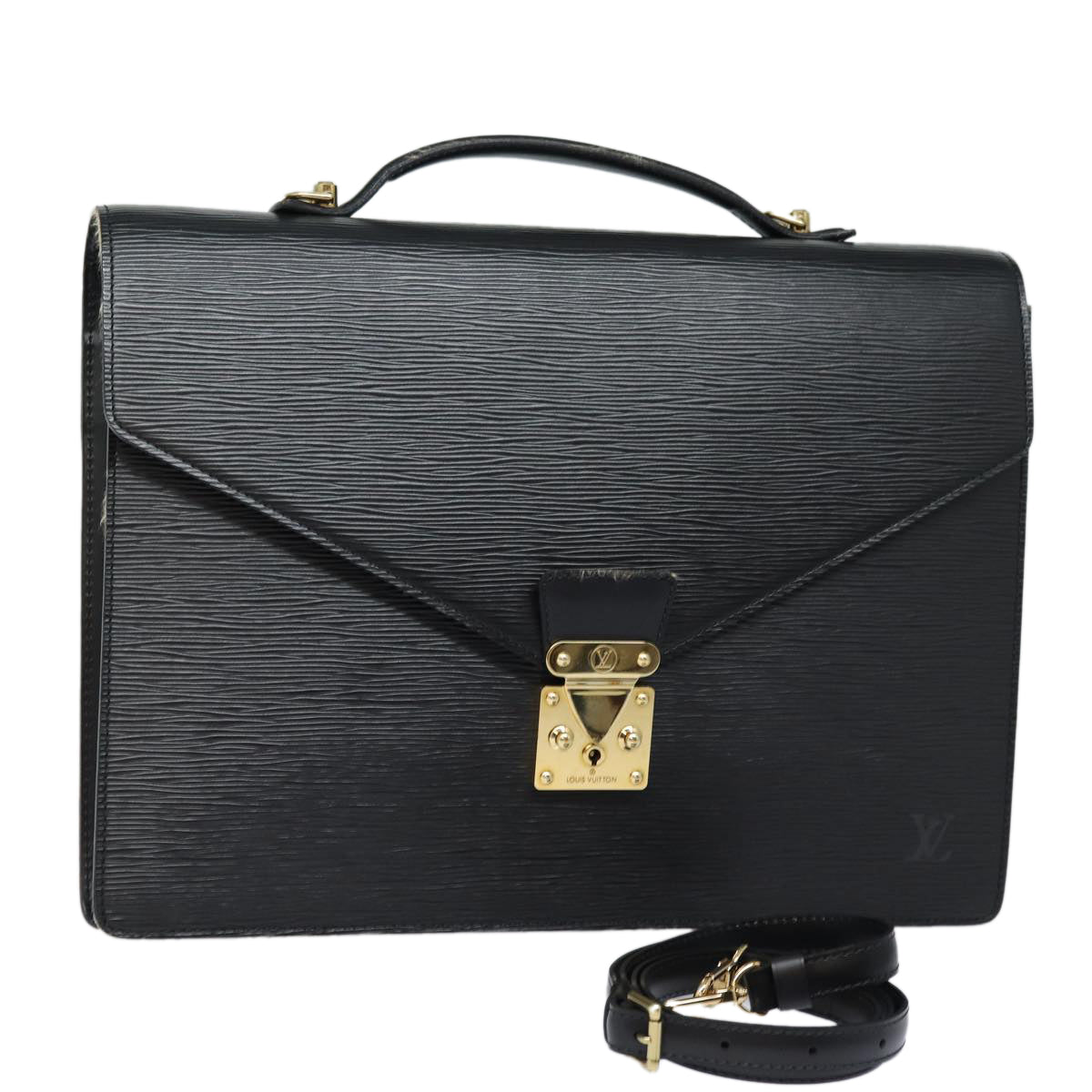 LOUIS VUITTON Epi Porte Documents Bandouliere Black M54462 LV Auth 82019