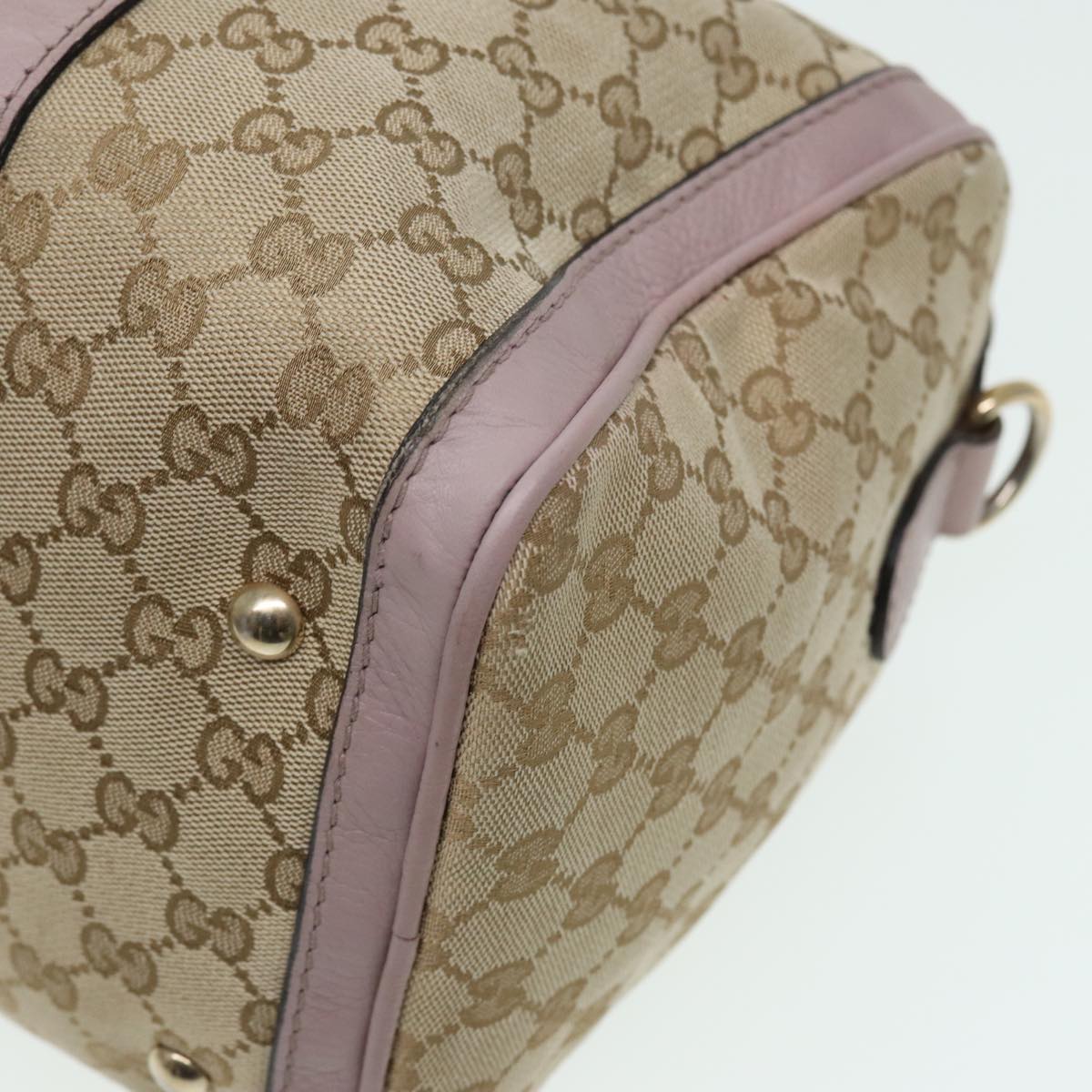 GUCCI GG Canvas Boston Bag 2way Beige Pink Auth 82022