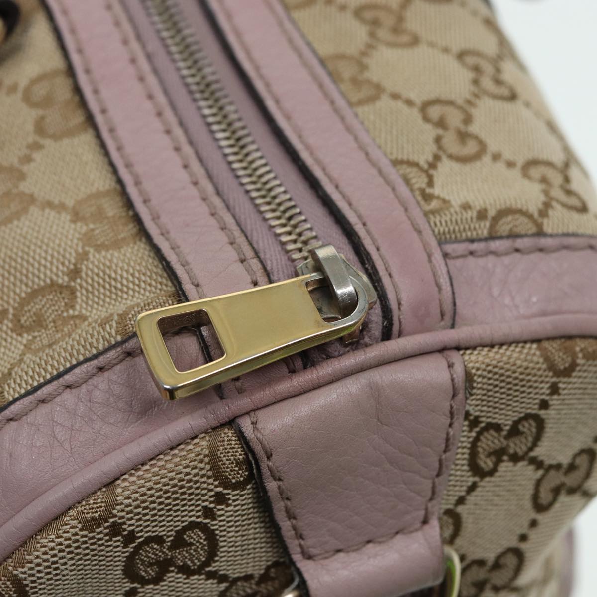 GUCCI GG Canvas Boston Bag 2way Beige Pink Auth 82022