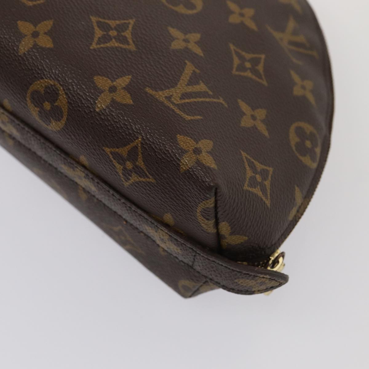 LOUIS VUITTON Monogram Trousse Demi Ronde Cosmetic Pouch M47520 LV Auth 82041