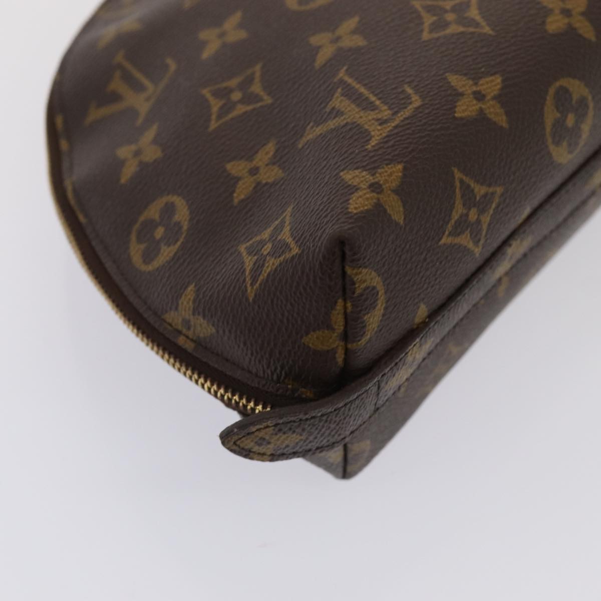 LOUIS VUITTON Monogram Trousse Demi Ronde Cosmetic Pouch M47520 LV Auth 82041