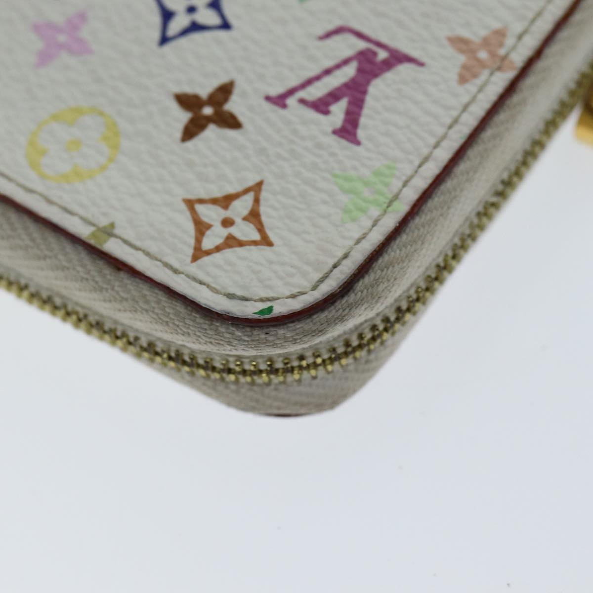 LOUIS VUITTON Monogram Multicolor Zippy Coin Purse White M93741 LV Auth 82052