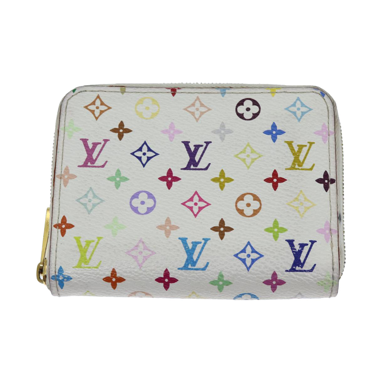 LOUIS VUITTON Monogram Multicolor Zippy Coin Purse White M93741 LV Auth 82052