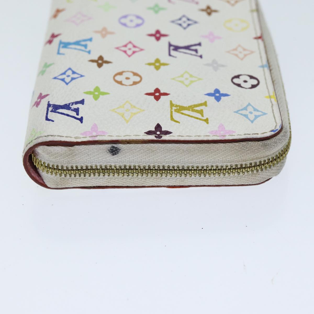 LOUIS VUITTON Monogram Multicolor Zippy Coin Purse White M93741 LV Auth 82052