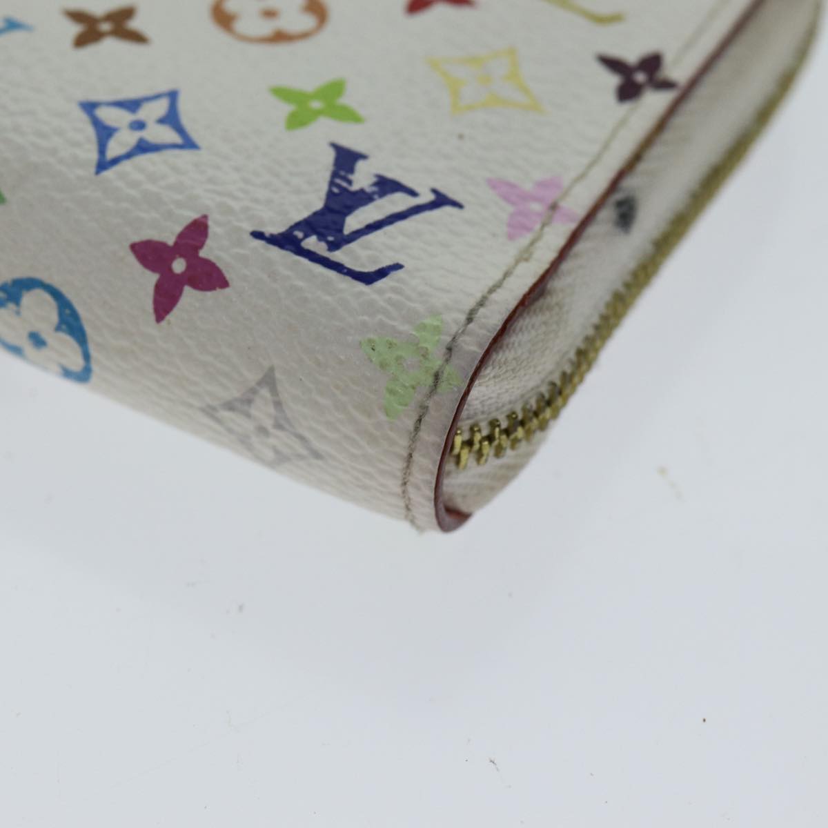 LOUIS VUITTON Monogram Multicolor Zippy Coin Purse White M93741 LV Auth 82052