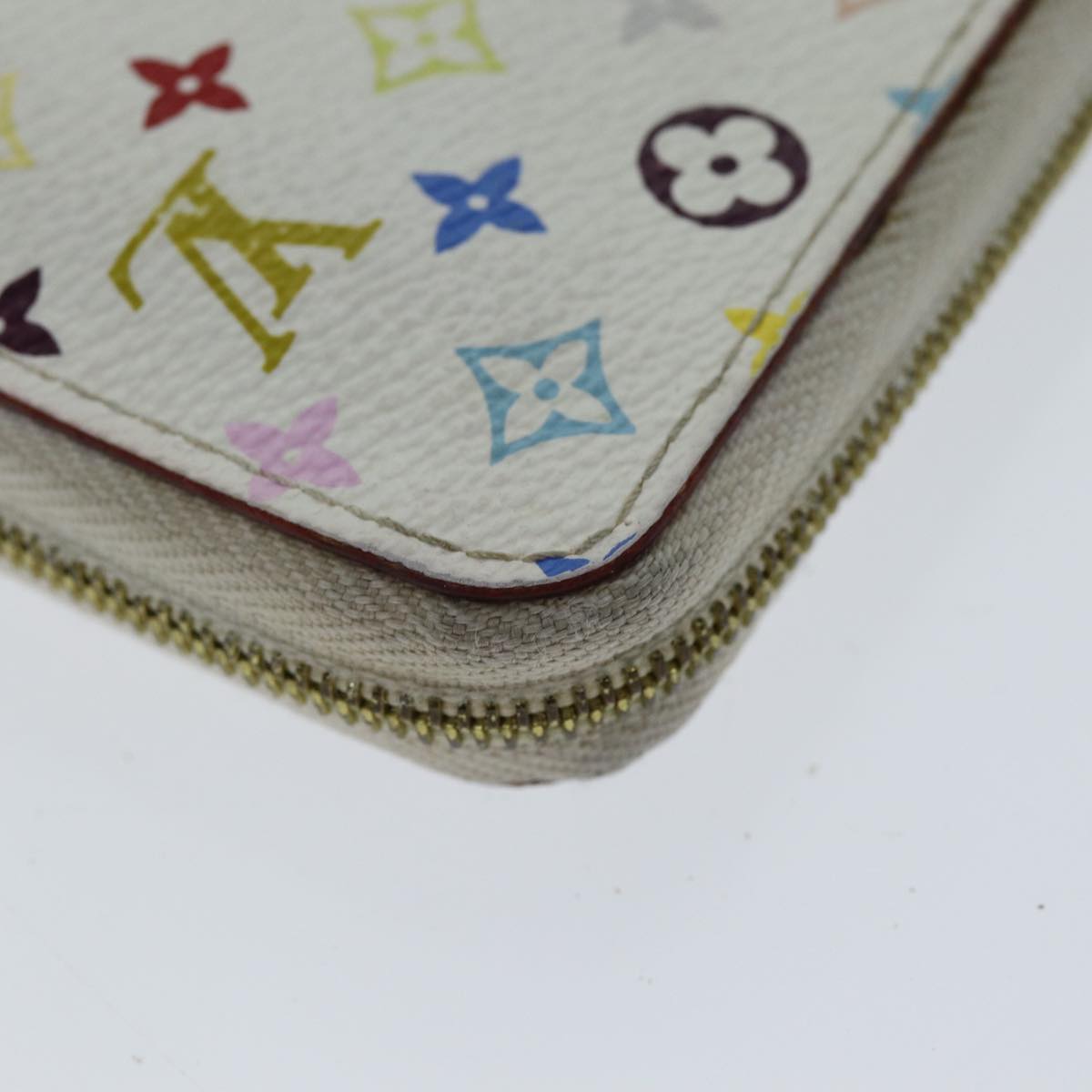 LOUIS VUITTON Monogram Multicolor Zippy Coin Purse White M93741 LV Auth 82052