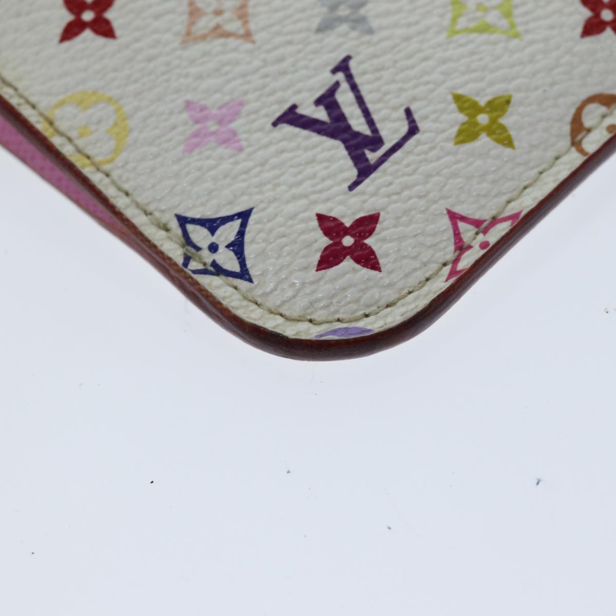 LOUIS VUITTON Multicolor Pochette Cles NM Coin Purse White M93734 LV Auth 82054