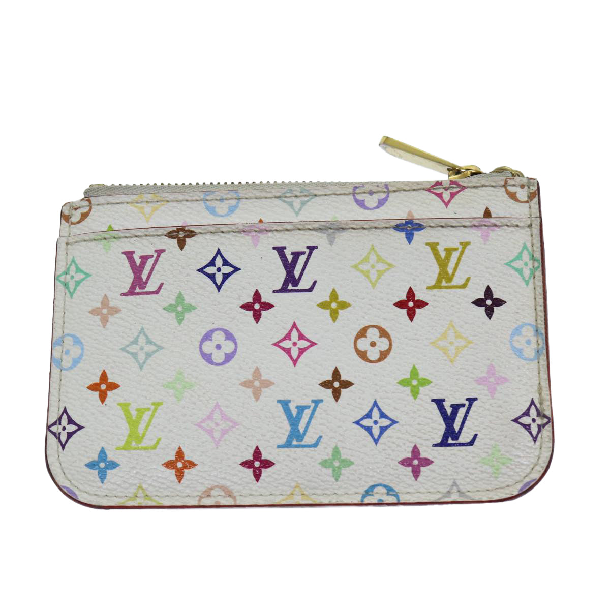 LOUIS VUITTON Multicolor Pochette Cles NM Coin Purse White M93734 LV Auth 82054 - 0