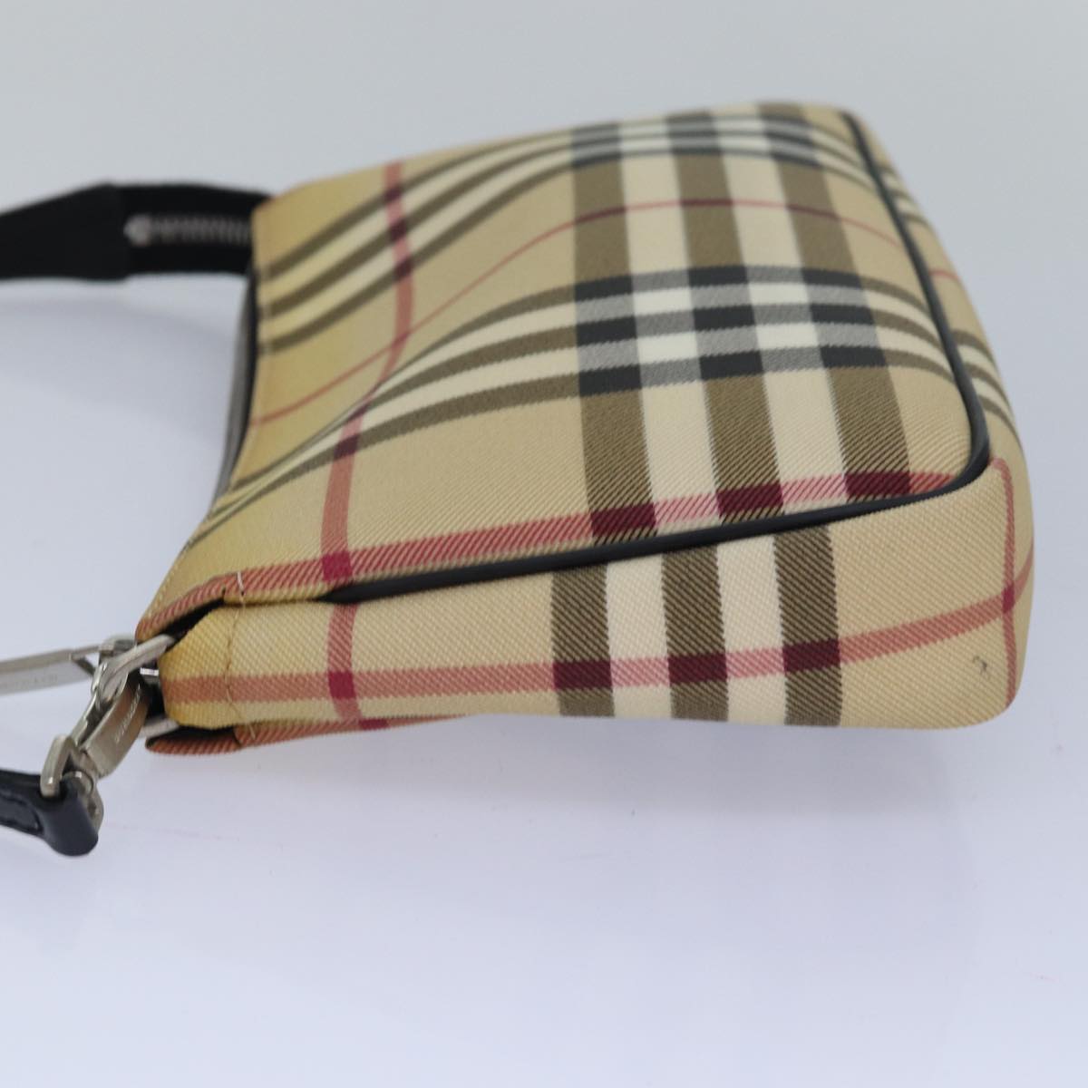 BURBERRY Nova Check Accessory Pouch PVC Beige Auth 82063