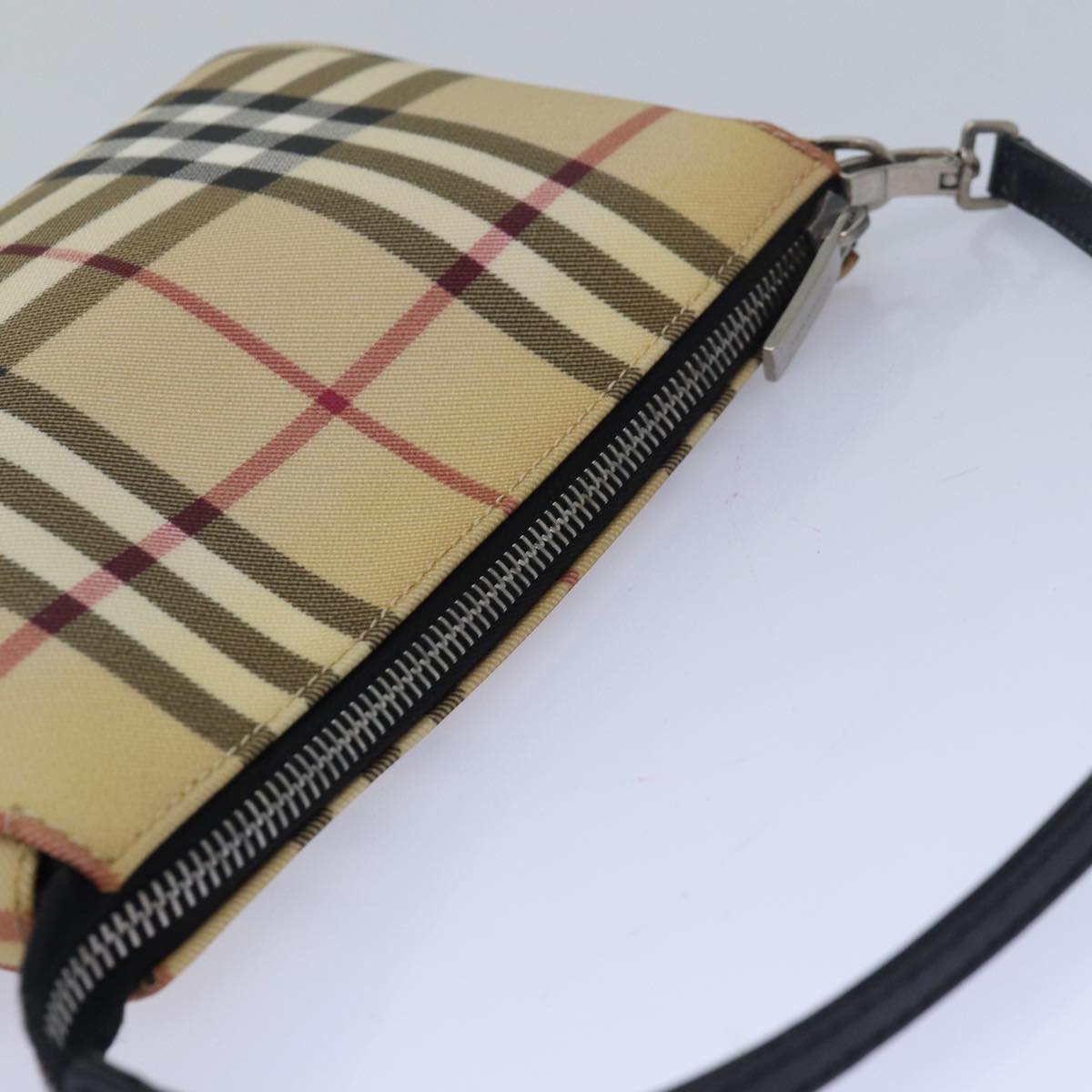 BURBERRY Nova Check Accessory Pouch PVC Beige Auth 82063