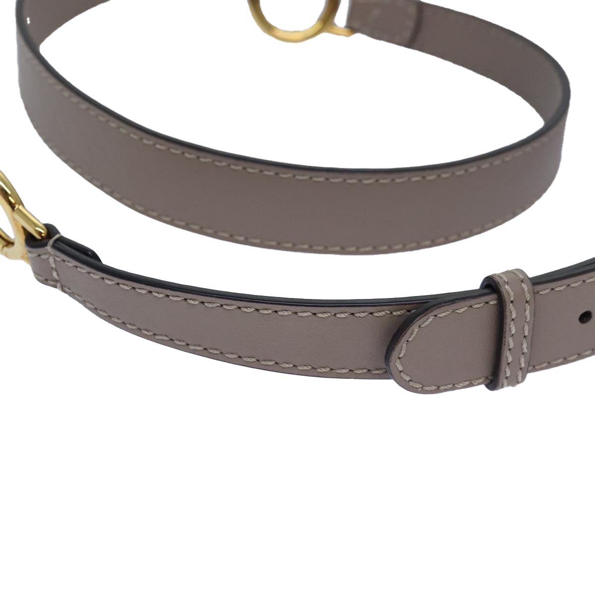 FENDI Adjustable Belt Leather 36.2""-41.3"" Gray Auth 82065