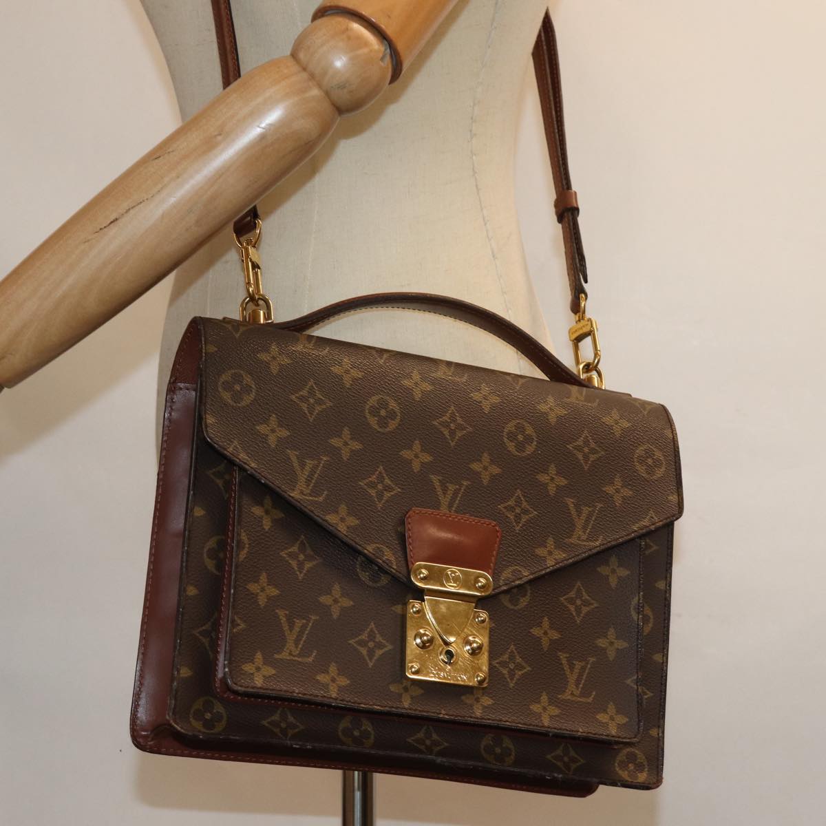 LOUIS VUITTON Monogram Monceau Hand Bag 2way M51185 LV Auth 82066