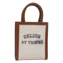CELINE Mini Vertical Cabas Hand Bag Canvas 2way White Auth 82073-1