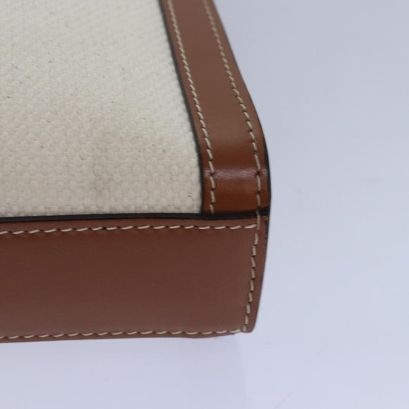 CELINE Mini Vertical Cabas Hand Bag Canvas 2way White Auth 82073