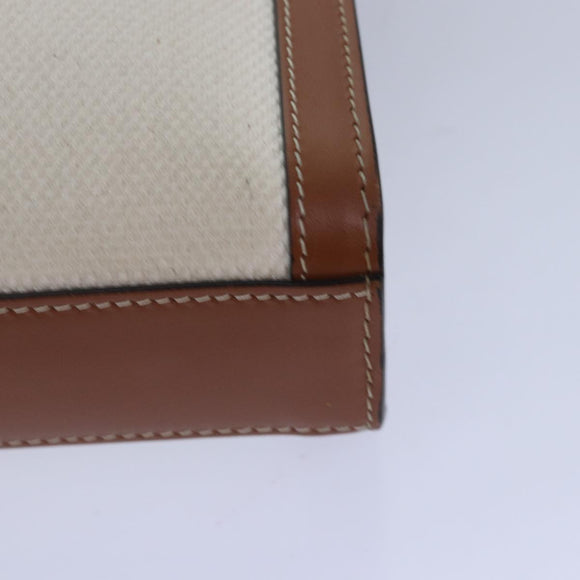 CELINE Mini Vertical Cabas Handtasche Canvas 2-Wege Weiß Auth 82073
