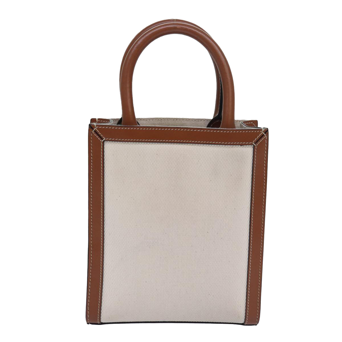 CELINE Mini Vertical Cabas Hand Bag Canvas 2way White Auth 82073