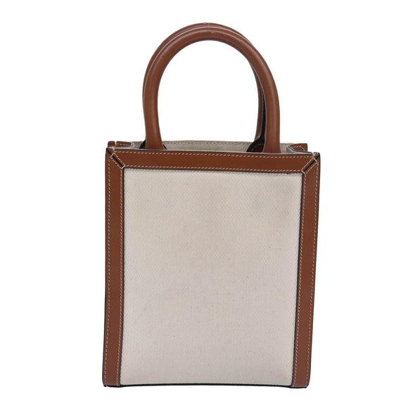 CELINE Mini Vertical Cabas Handtasche Canvas 2-Wege Weiß Auth 82073