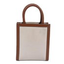 CELINE Mini Vertical Cabas Hand Bag Canvas 2way White Auth 82073-2