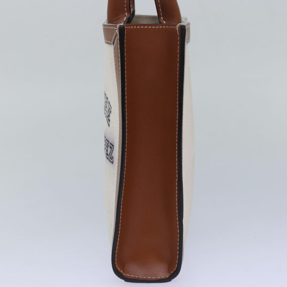 CELINE Mini Vertical Cabas Hand Bag Canvas 2way White Auth 82073