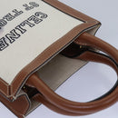 CELINE Mini Vertical Cabas Hand Bag Canvas 2way White Auth 82073-6