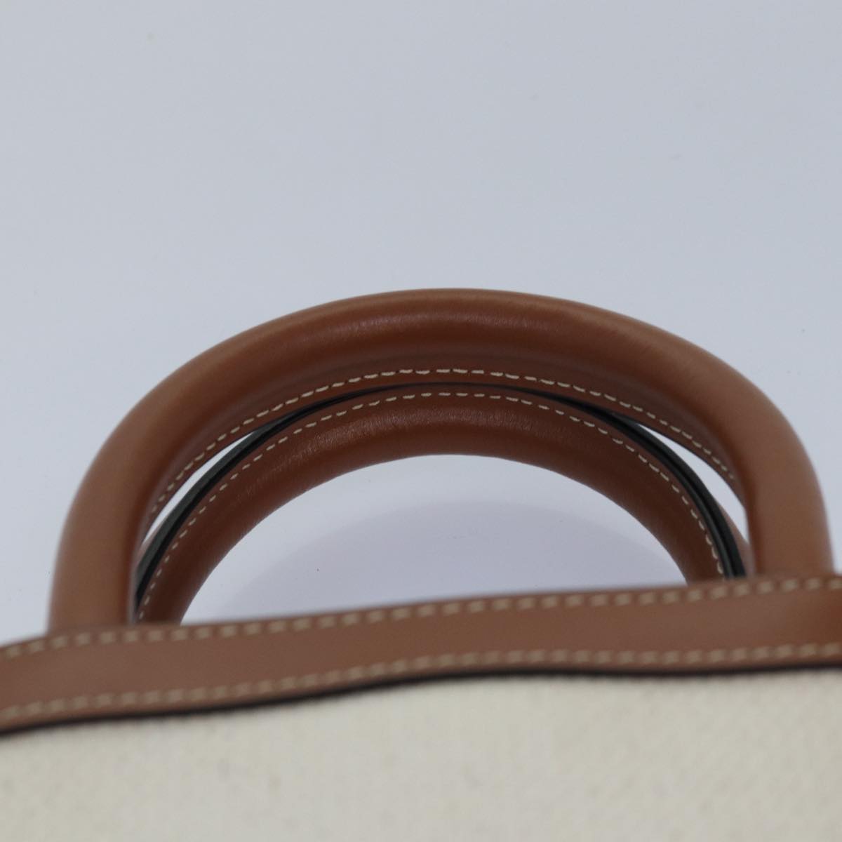 CELINE Mini Vertical Cabas Hand Bag Canvas 2way White Auth 82073