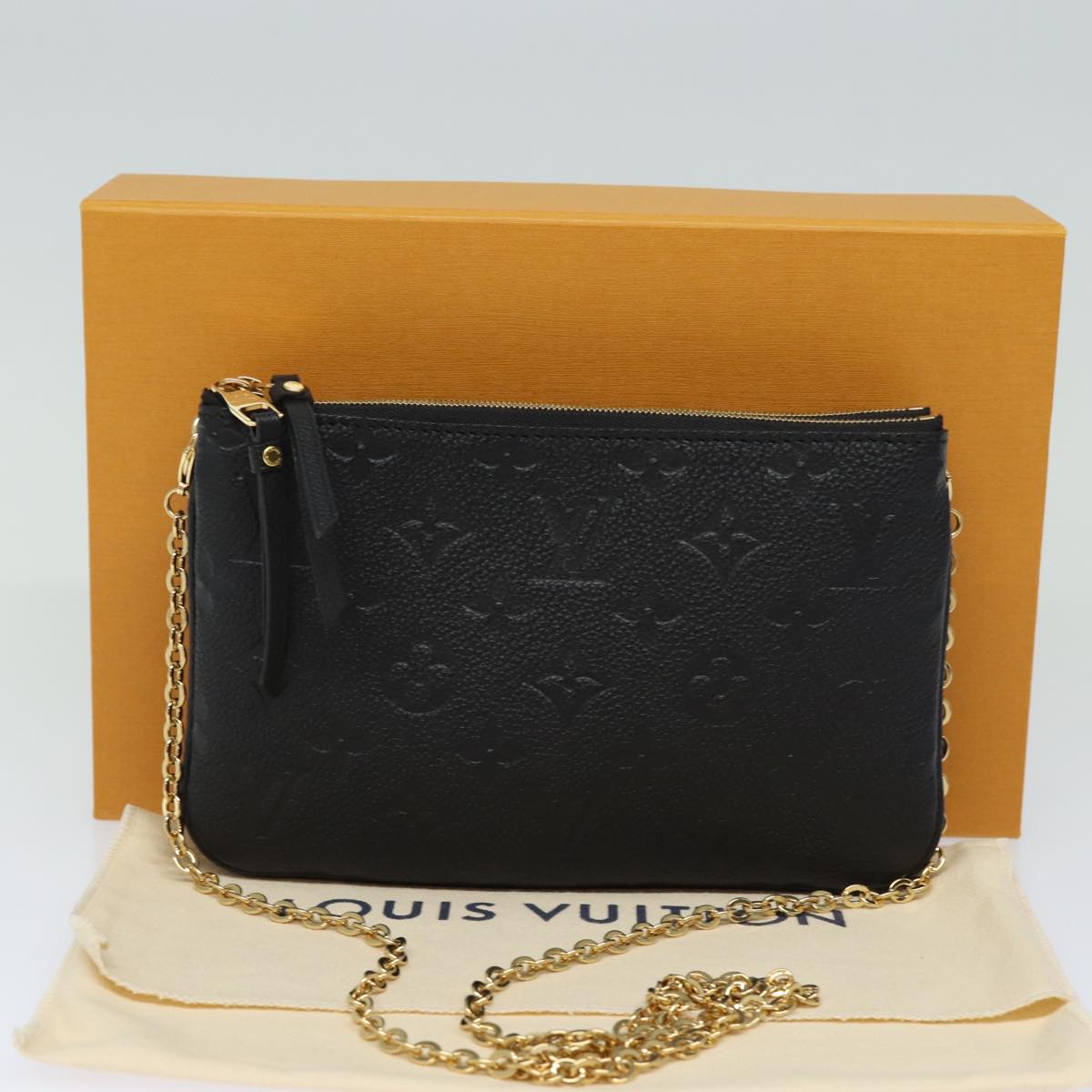 LOUIS VUITTON Monogram Empreinte Pochette Double Zip Bag M68568 LV Auth 82076S